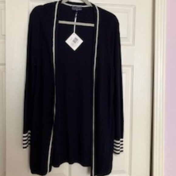 NWT Duffield Lane Cooper Sweater, Blue w/Marshmallow, Size L - Picture 1 of 5